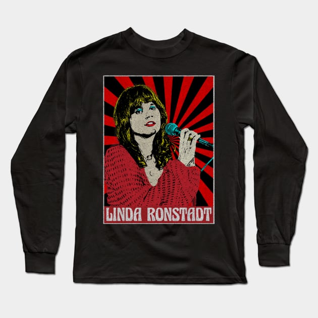 Linda Ronstadt 80s Pop Art Fan Art Long Sleeve T-Shirt by Motor Lipat